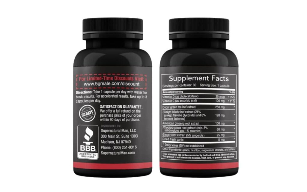 5g male ingredients blood flow supplements