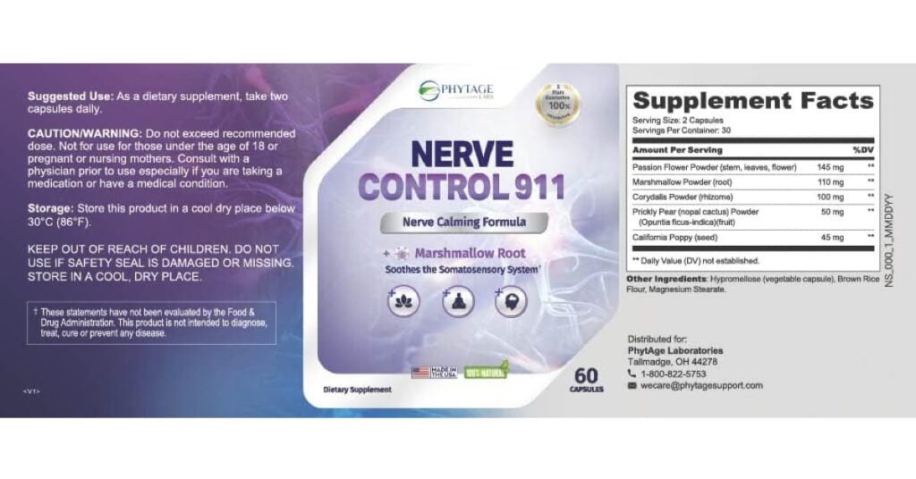 What ingredients are inside Nerve Control 911?