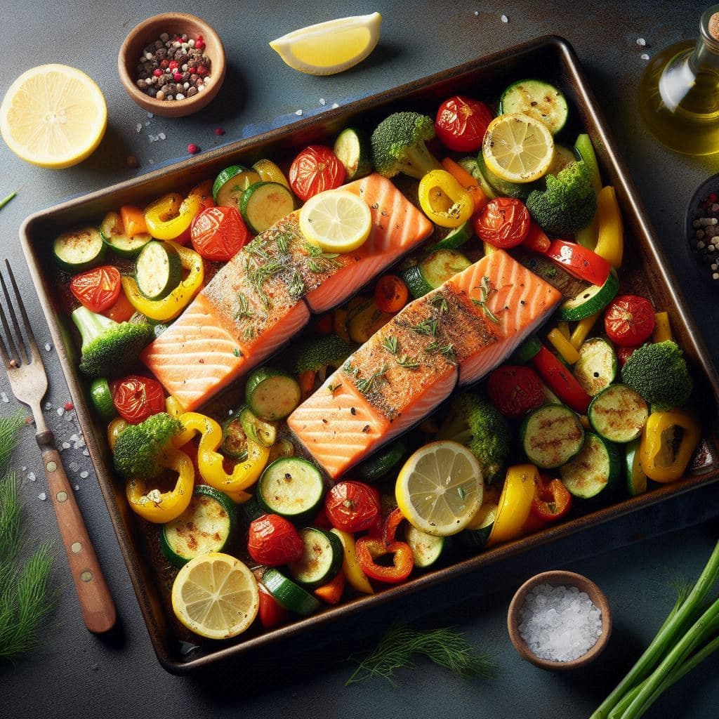 Baked Salmon with Roasted Vegetables