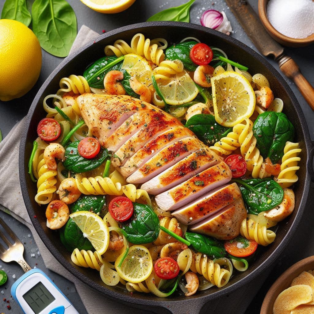 One-Pan Lemon Chicken and Spinach Pasta