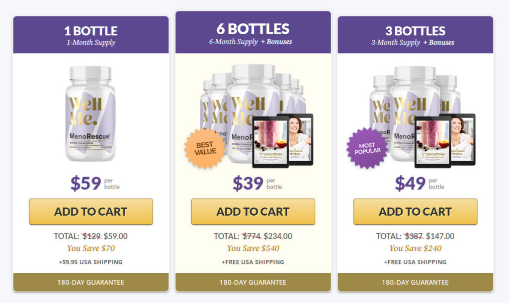 WellMe MenoRescue Reviews: Pricing Options