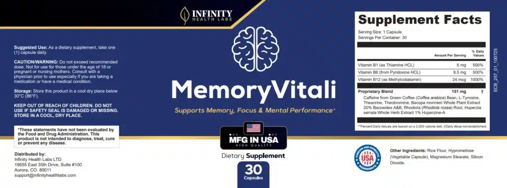 MemoryVitali Review: Is It a Scam or a Legitimate Brain Health Formula? 4 Inside MemoryVitali supplement , there is a neuroactive combination that directly targets the root causes of brain fog, forgetfulness, lack of focus, and cognitive fatigue.