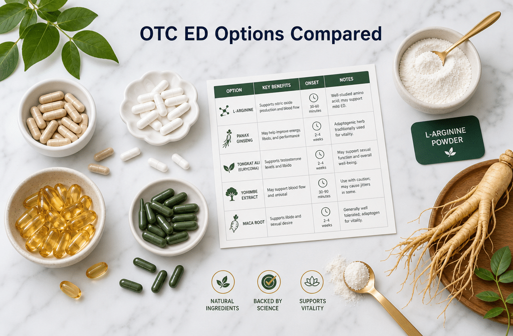 Detailed () editorial image showing a clean flat-lay arrangement of various natural supplement capsules, herbal ingredients