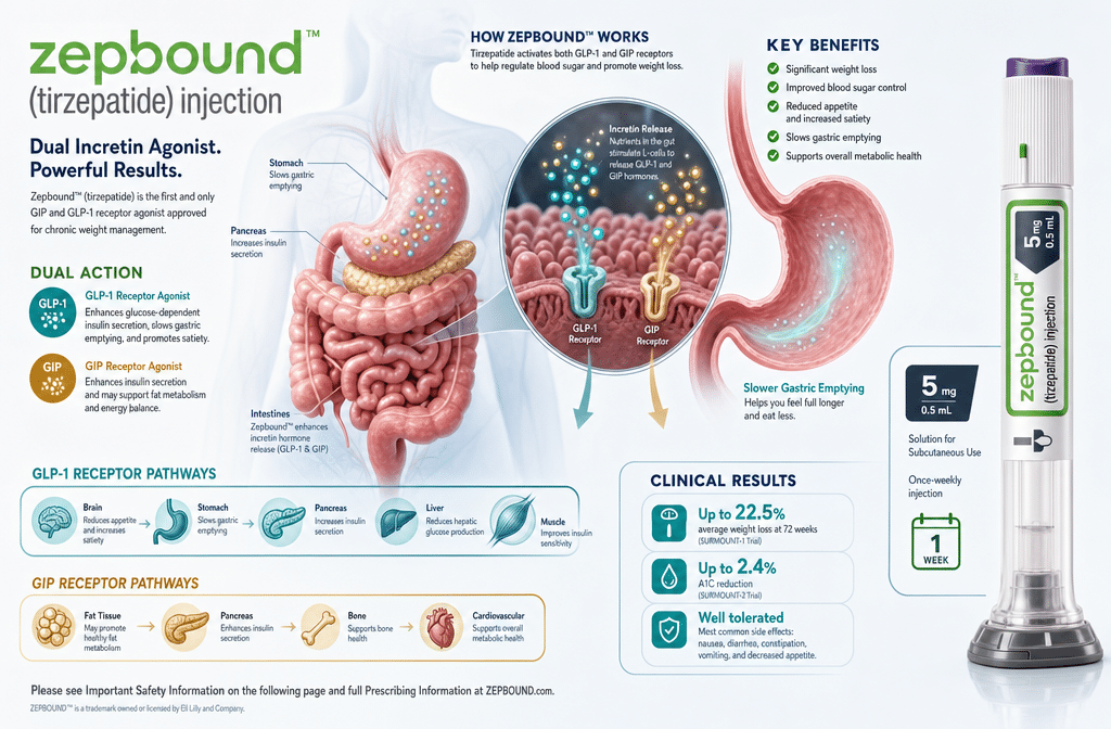 Detailed () showing a close-up cross-section medical illustration of the human digestive and endocrine system with glowing