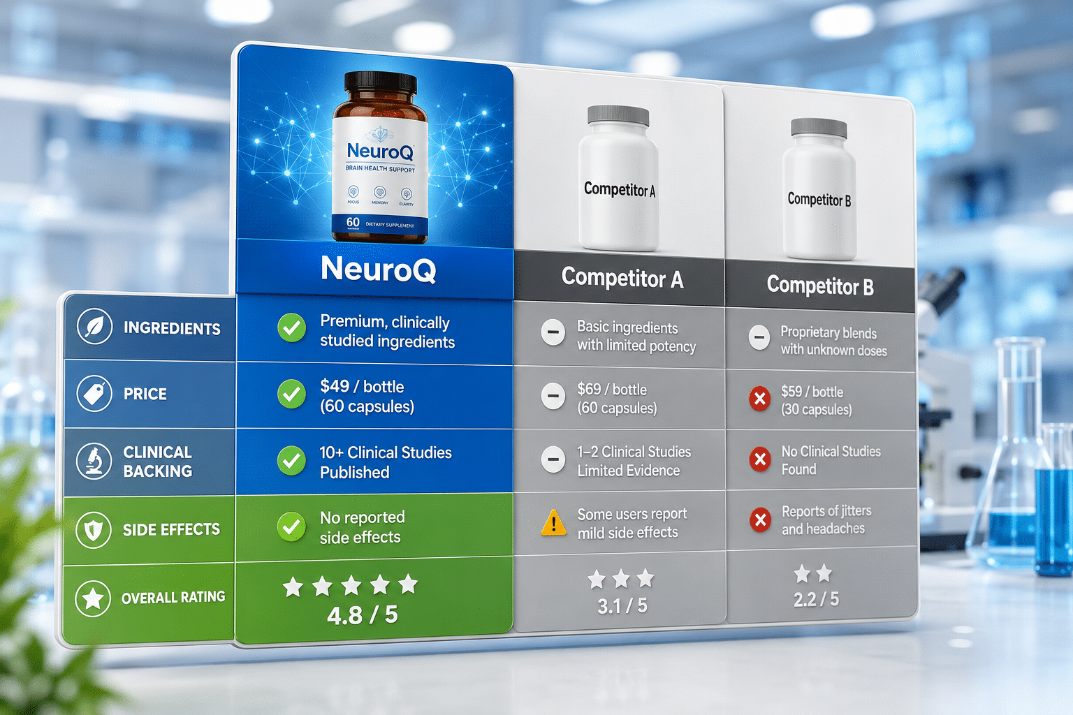 Ingredients in Neuroq 4 NeuroQ vs Other Brain Supplements