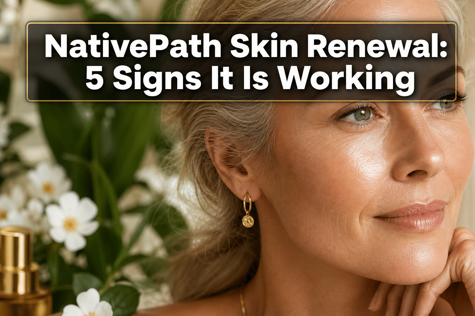 Professional () hero image with : 'NativePath Skin Renewal: 5 Signs It Is Working' in extra large white with deep and