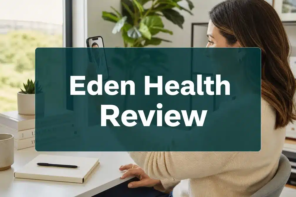 Eden Health review 1 Professional () hero image with 'Eden Health Review' in crisp white on a deep teal semi-transparent panel, centered with 8%