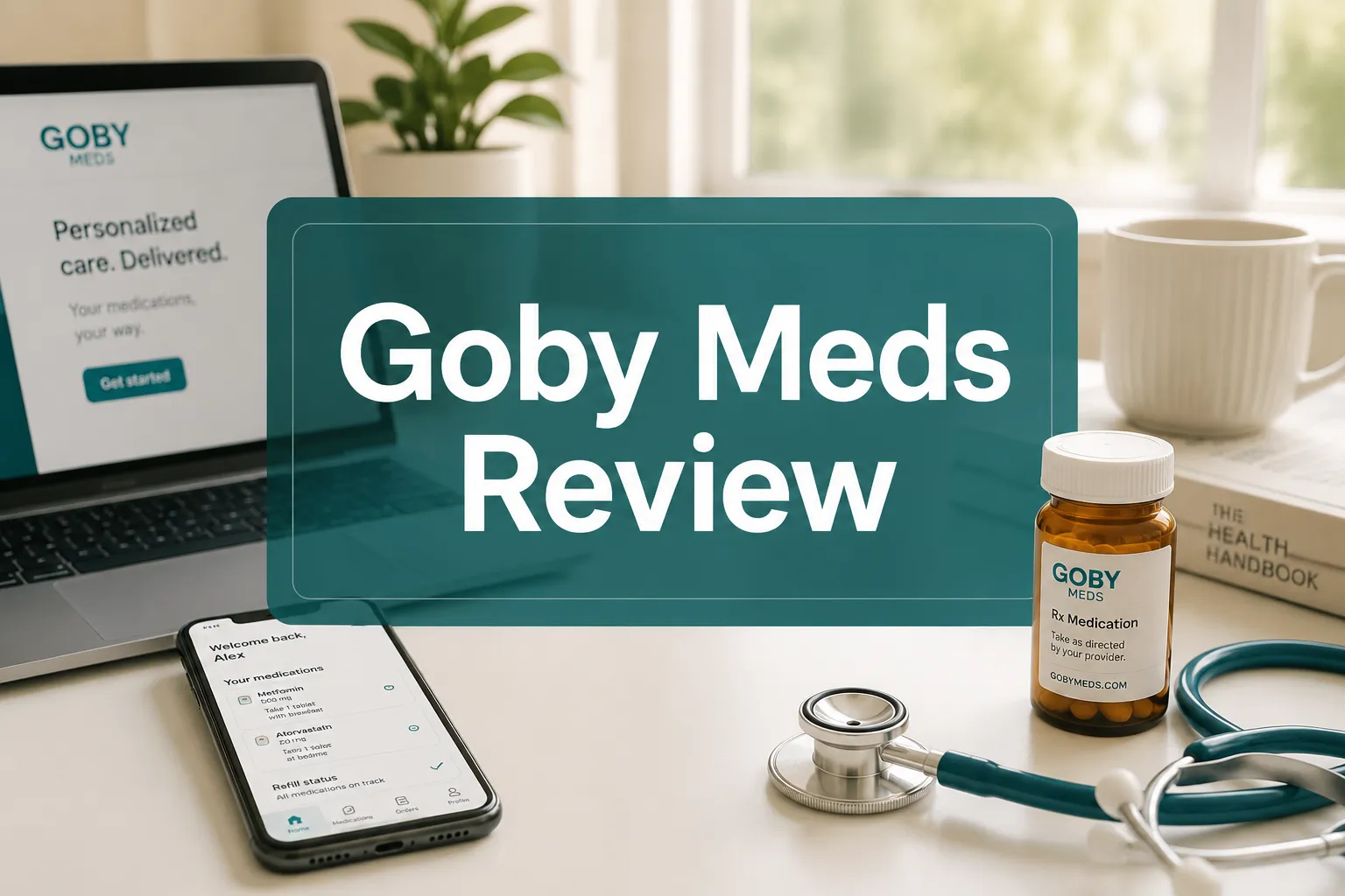 Goby Meds review 1 Professional () hero image with 'Goby Meds Review' in crisp white on a deep teal semi-transparent panel, centered with 8%