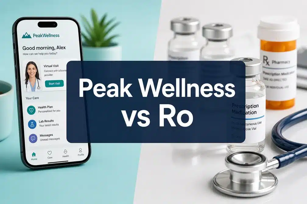 Peak Wellness vs Ro 1 Professional () hero image with 'Peak Wellness vs Ro' in crisp white on a deep semi-transparent navy panel, centered with 8%