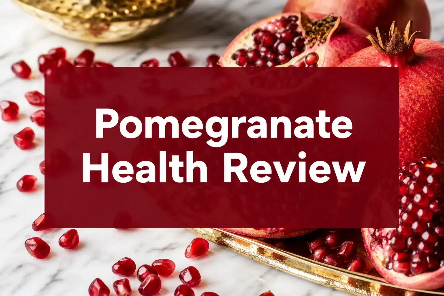Pomegranate Health review 1 Professional () hero image with 'Pomegranate Health Review' in crisp white on a deep ruby-red semi-transparent panel,