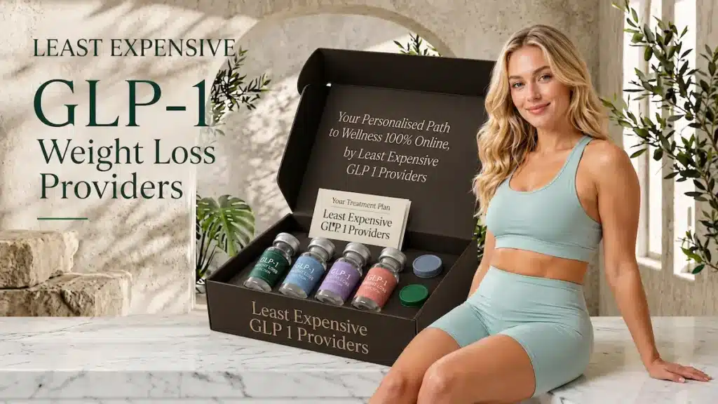 The 7 Least Expensive GLP-1 Providers Online (2026): No Insurance, No Hidden Fees 2 Price comparison chart showing the least expensive GLP 1 providers online for cash-pay weight loss medications