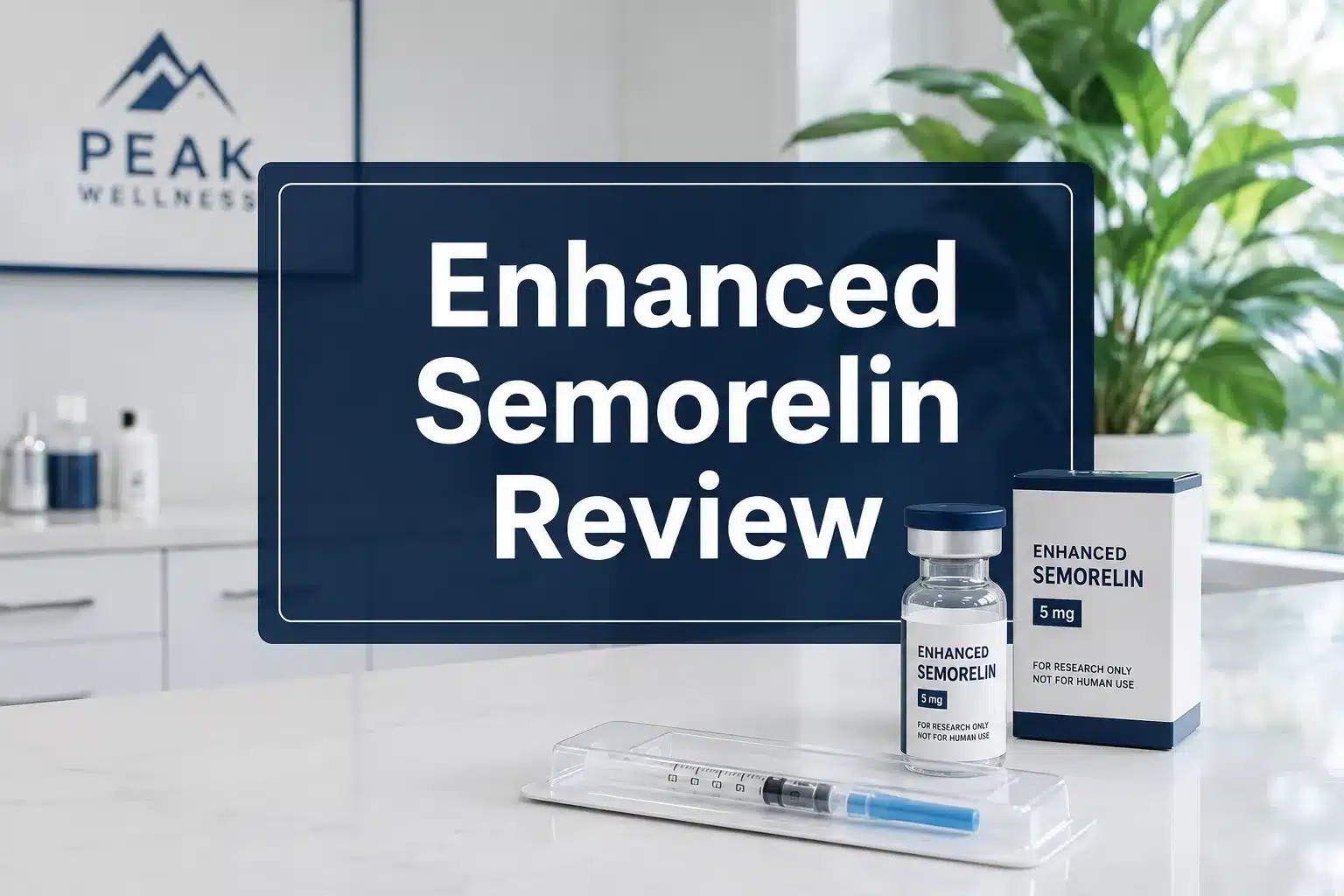 Enhanced Semorelin Review 2026 What You Need to Know Before Buying 1 Professional () hero image with 'Enhanced Semorelin Review' in crisp white on a deep navy semi-transparent panel, centered