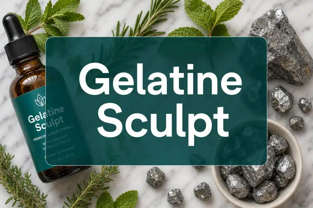 Gelatine Sculpt 1 Professional () hero image with 'Gelatine Sculpt' in crisp white on a deep teal semi-transparent panel, centered with 8%
