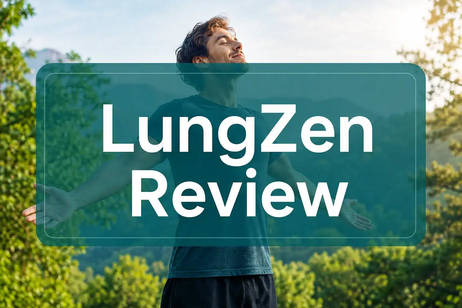 LungZen Review 2026 Ingredients, Benefits, Side Effects & Results 1 Professional () hero image with 'LungZen Review' in crisp white on a deep teal semi-transparent panel, centered with 8% safe