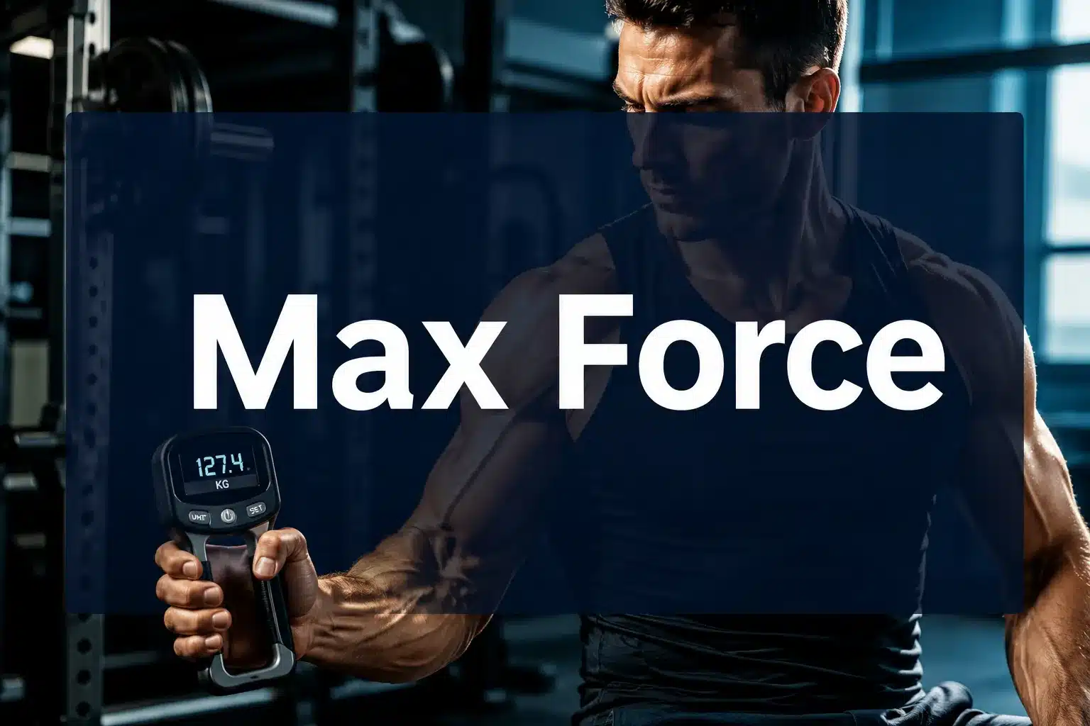 Max Force 1 Professional () hero image with 'Max Force' in crisp white on a deep navy semi-transparent panel, centered with 8% safe