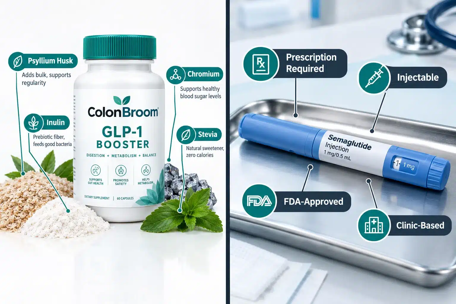 colonbroom glp 1 booster reviews 3 ColonBroom GLP-1 Booster vs Ozempic Comparison
