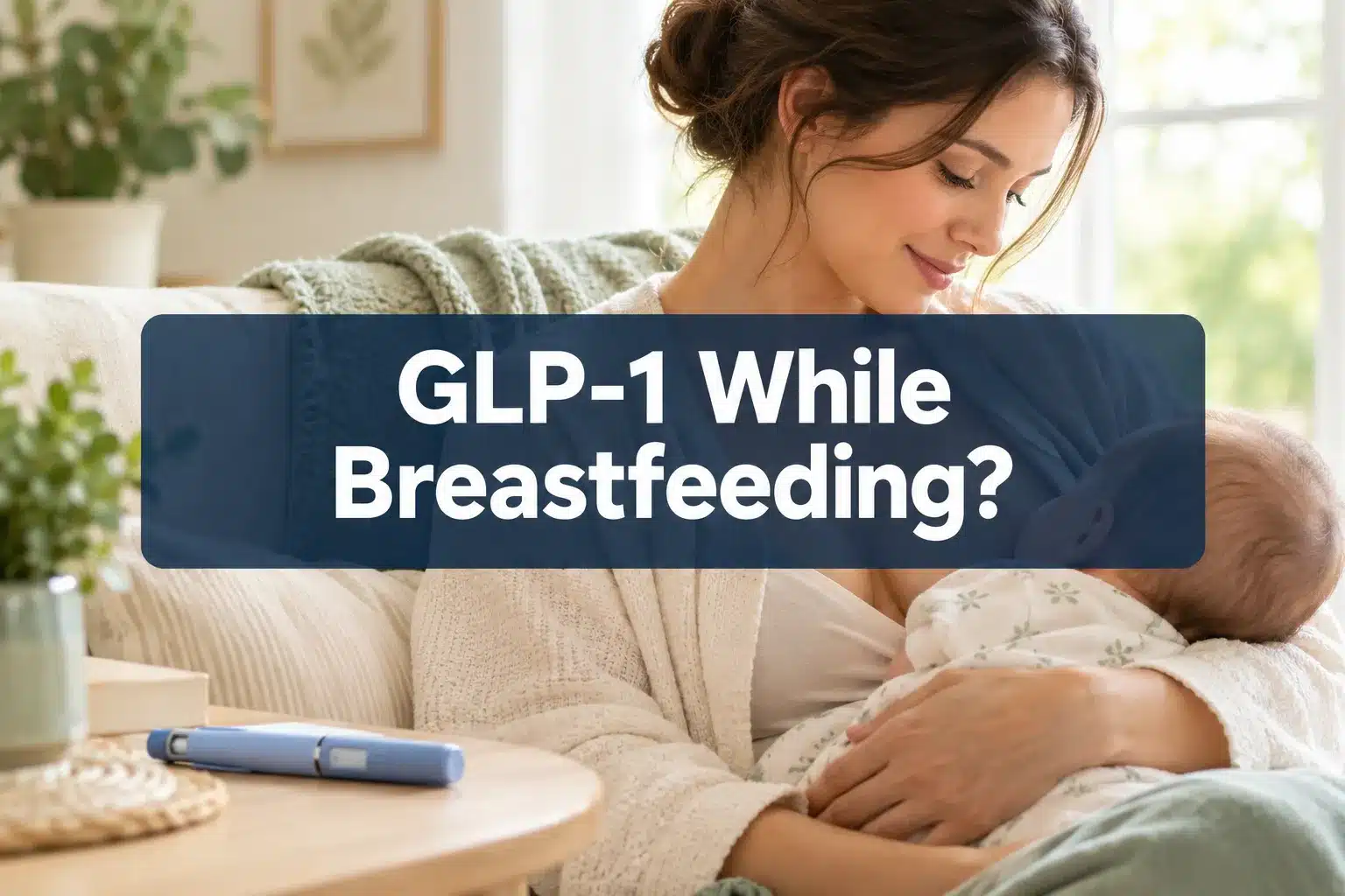 can you take glp 1 while breastfeeding 1 Professional () hero image with 'GLP-1 While Breastfeeding?' in crisp white on a semi-transparent dark navy panel, centered