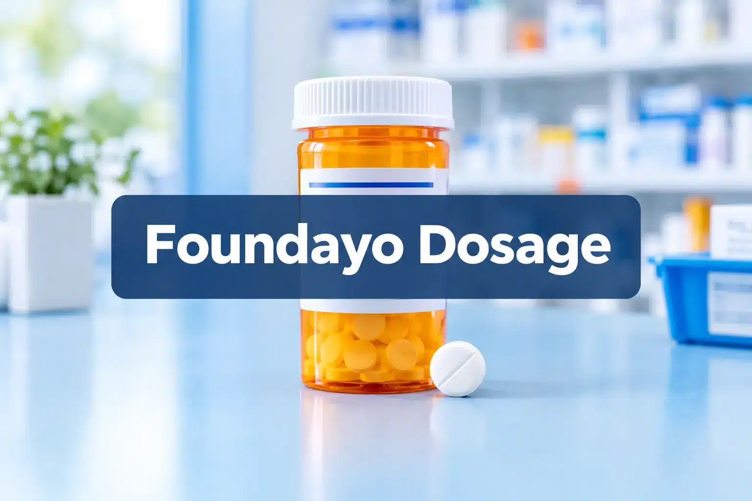 Professional () hero image with (≤42 chars): 'Foundayo Dosage', centered with 8% safe margins from every edge. Background: