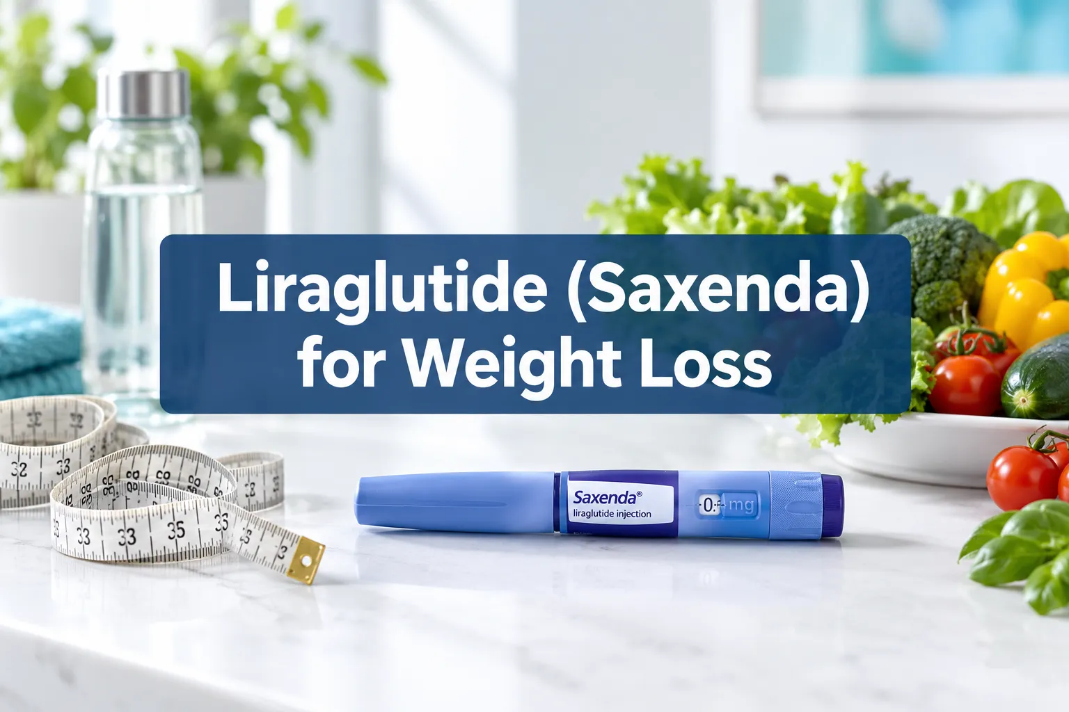 Liraglutide (Saxenda) for Weight Loss: How Much Can You Lose? 1 Professional () hero image with (≤42 chars): 'Liraglutide (Saxenda) for Weight Loss', white on a navy semi-transparent