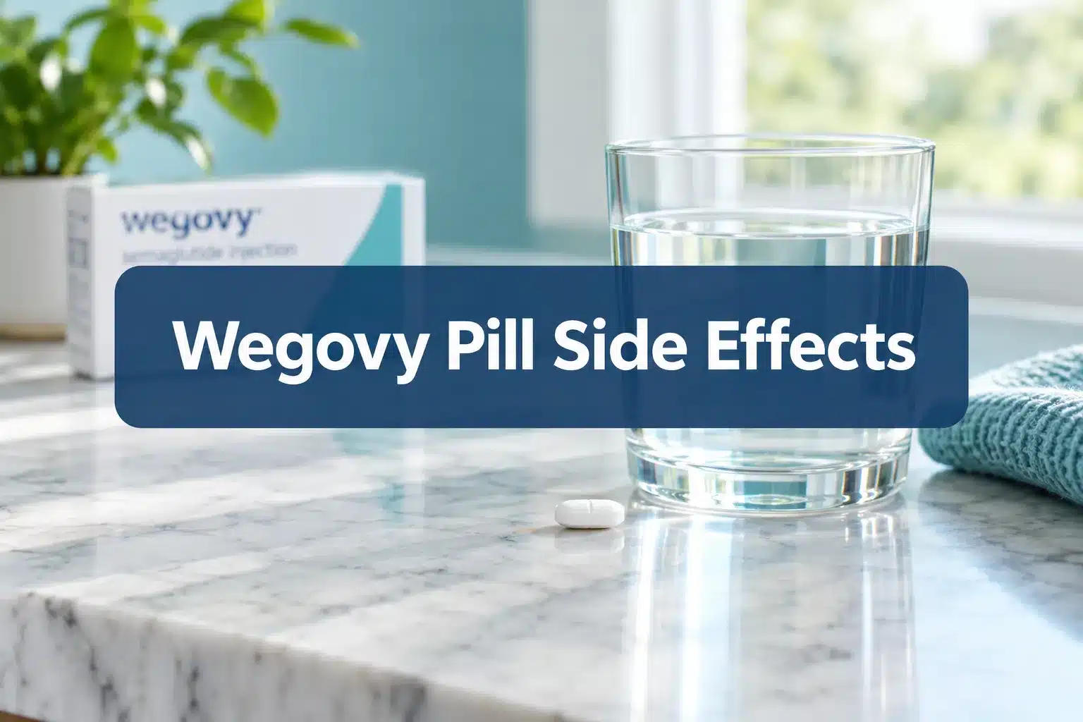 Professional () hero image with (≤42 chars): 'Wegovy Pill Side Effects', centered with 8% safe margins from every edge.