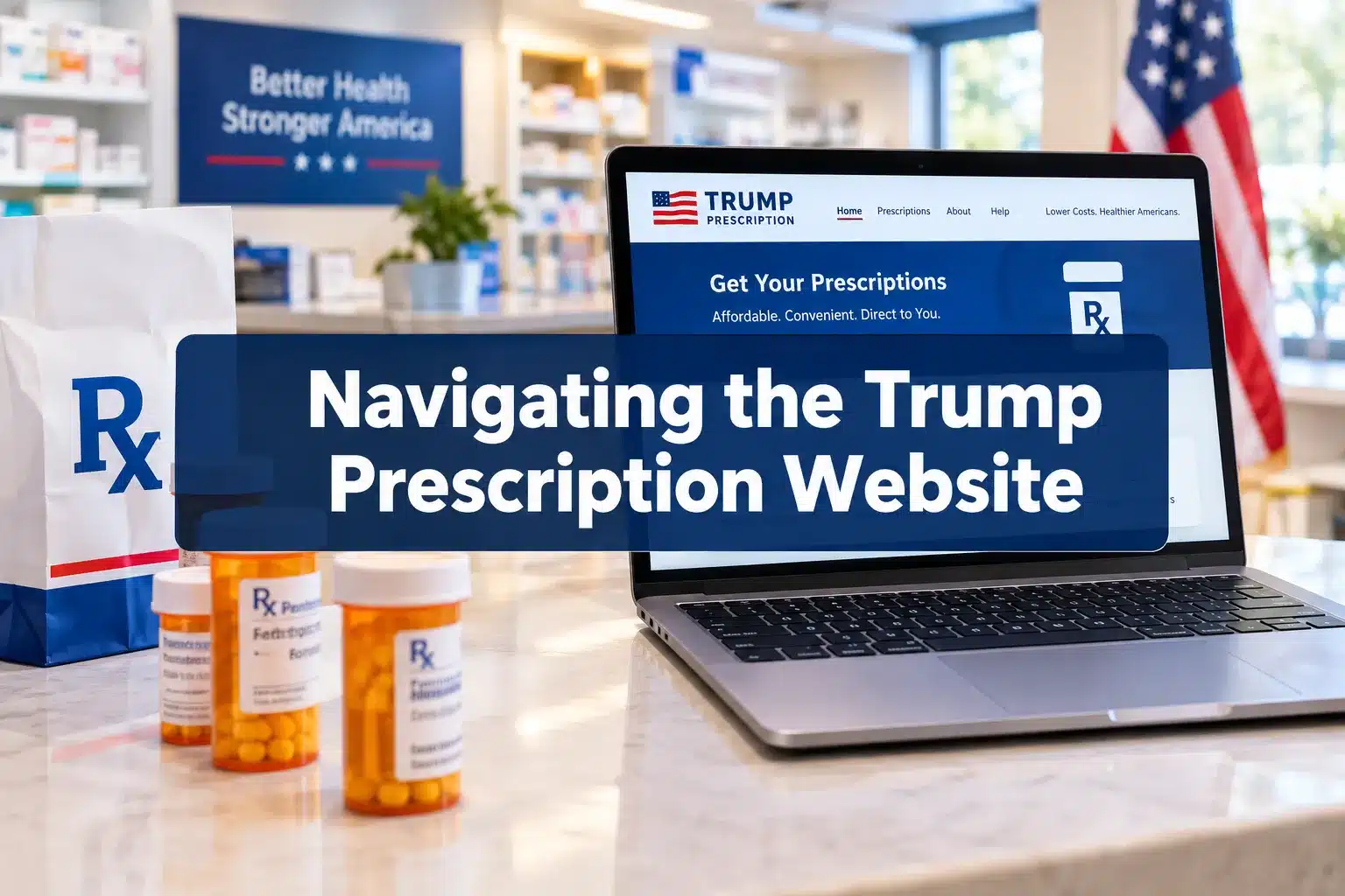 Navigating the Trump Prescription Website: How TrumpRx Works 1 Professional () hero image with 'Navigating the Trump Prescription Website' in crisp white on a deep navy semi-transparent