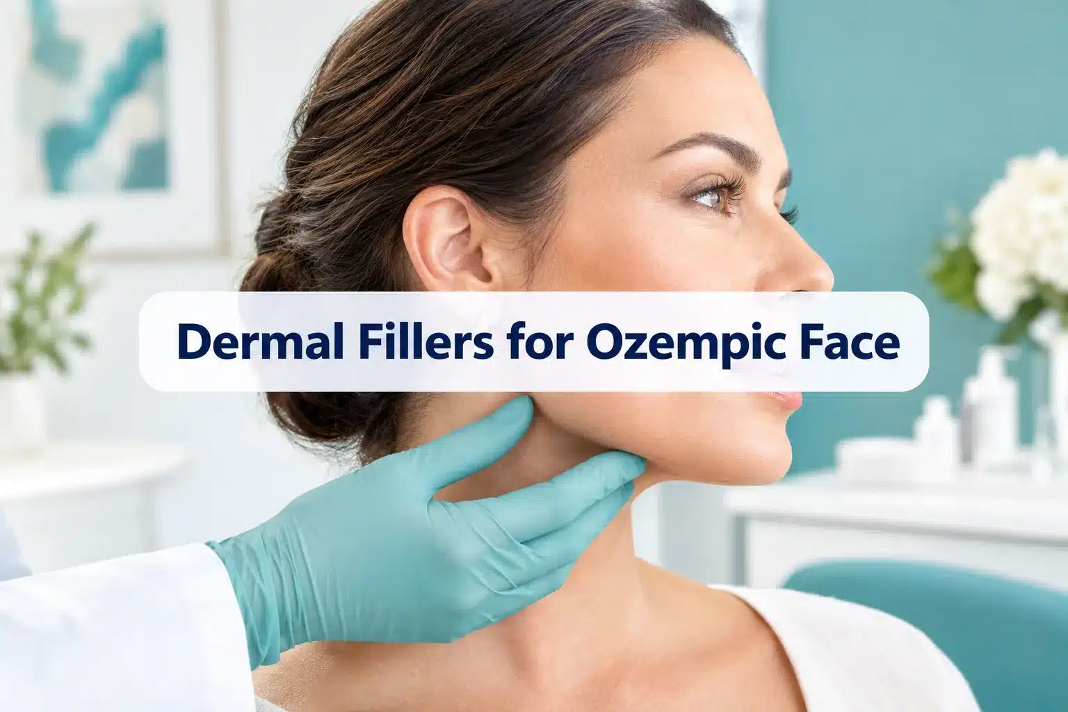 Professional () hero image with SHORT (≤42 chars): 'Dermal Fillers for Ozempic Face', navy on a soft clinical-white panel,