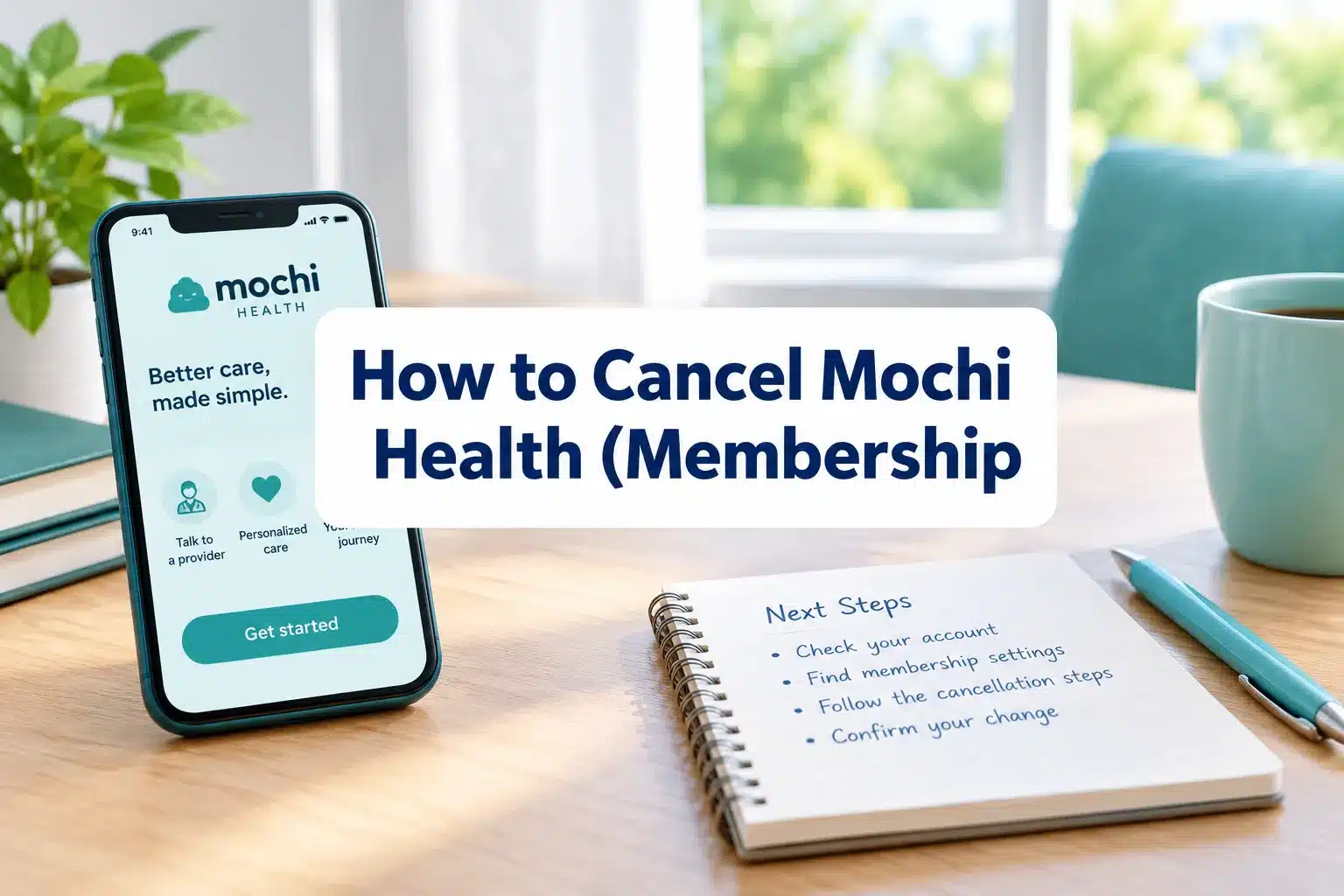 How to Cancel Mochi Health (Membership & Medication) 1 Professional () hero image with SHORT (≤42 chars): 'How to Cancel Mochi Health (Membership', navy on a clean white
