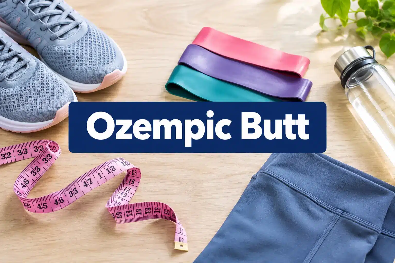 Professional () hero image with SHORT (≤42 chars): 'Ozempic Butt', white on a high-contrast navy panel, centered with 8%