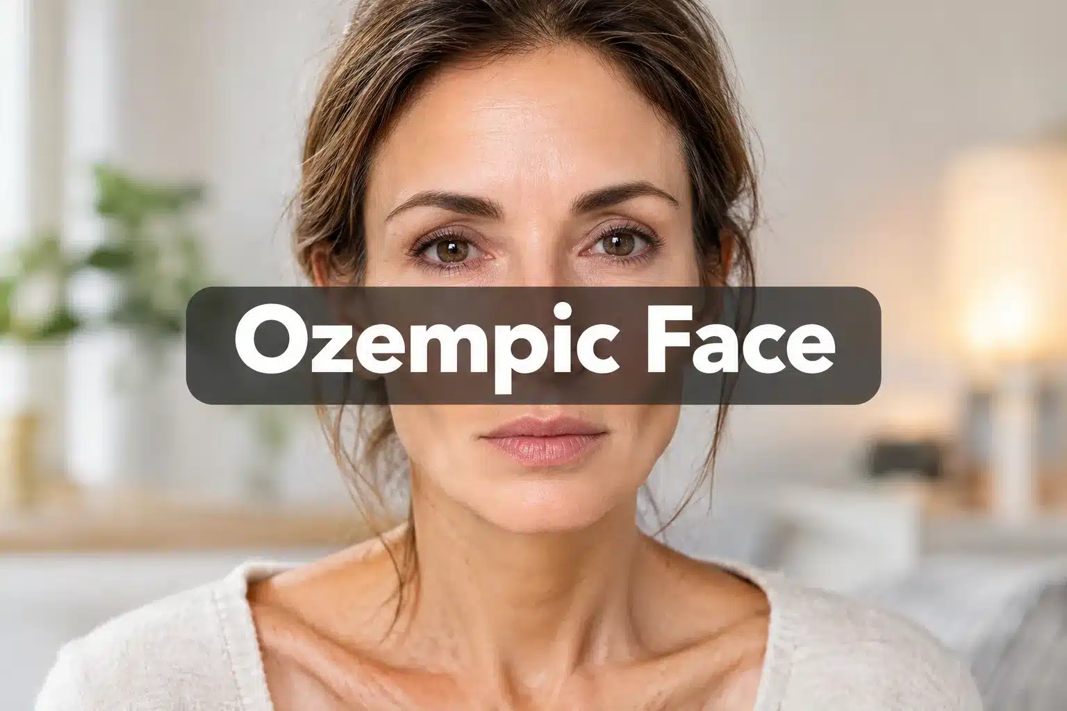 Ozempic Face: What It Is, Pictures & How to Prevent It 1 Professional () hero image with SHORT (≤42 chars): 'Ozempic Face', white on a soft dark panel, centered with 8% safe margins