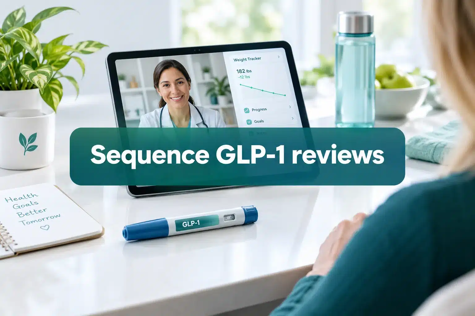 Professional () hero image with SHORT (≤42 chars): 'Sequence GLP-1 reviews', centered with 8% safe margins from every edge.