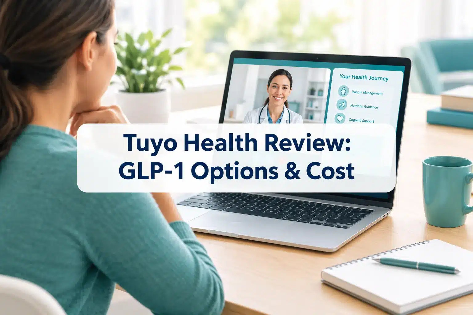 Tuyo Health Review: GLP-1 Options & Cost 1 Professional () hero image with SHORT (≤42 chars): 'Tuyo Health Review: GLP-1 Options & Cost', navy on a light panel,