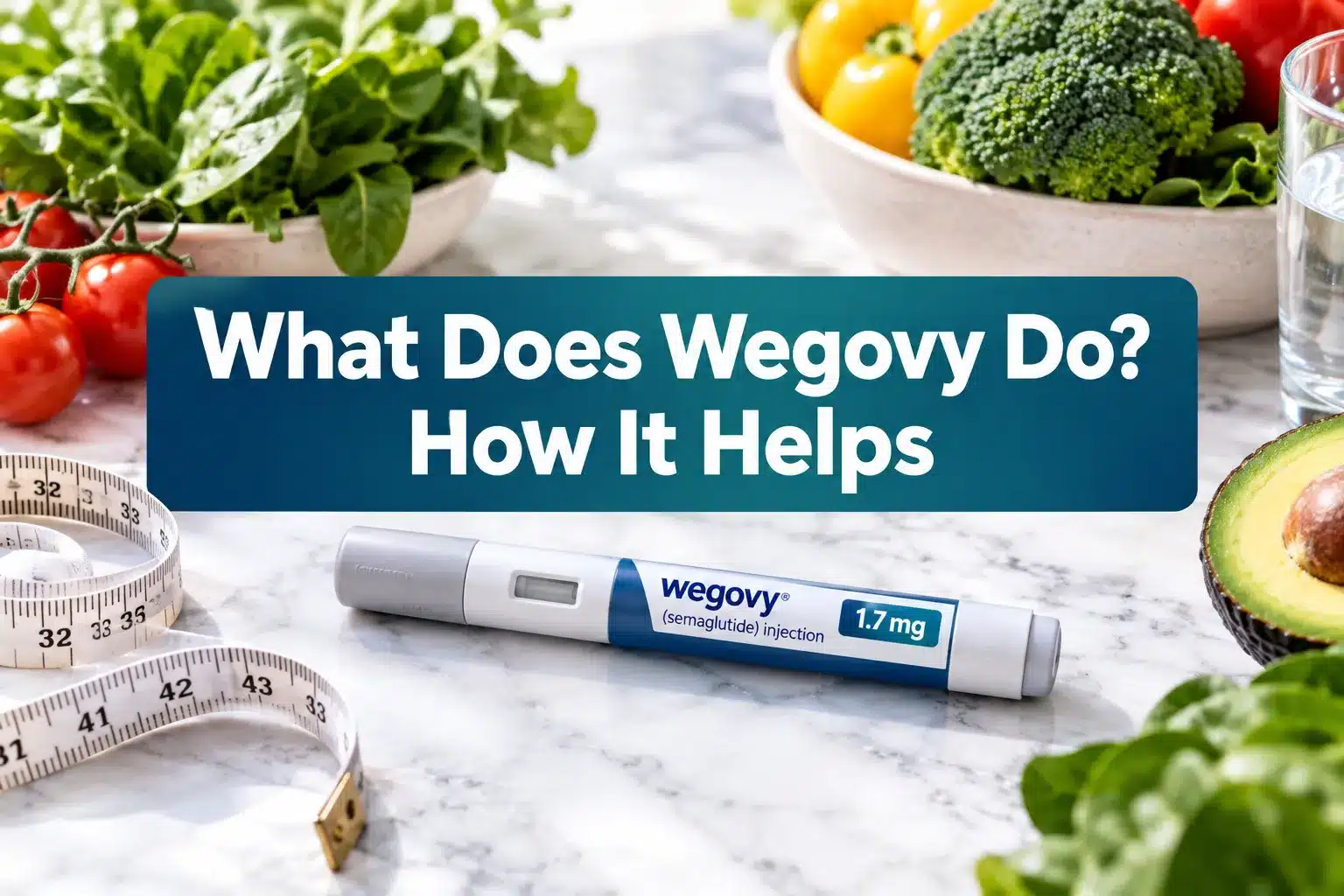 What Does Wegovy Do? How It Helps You Lose Weight 1 Professional () hero image with : 'What Does Wegovy Do? How It Helps', white on a navy-teal panel, centered with 8% safe