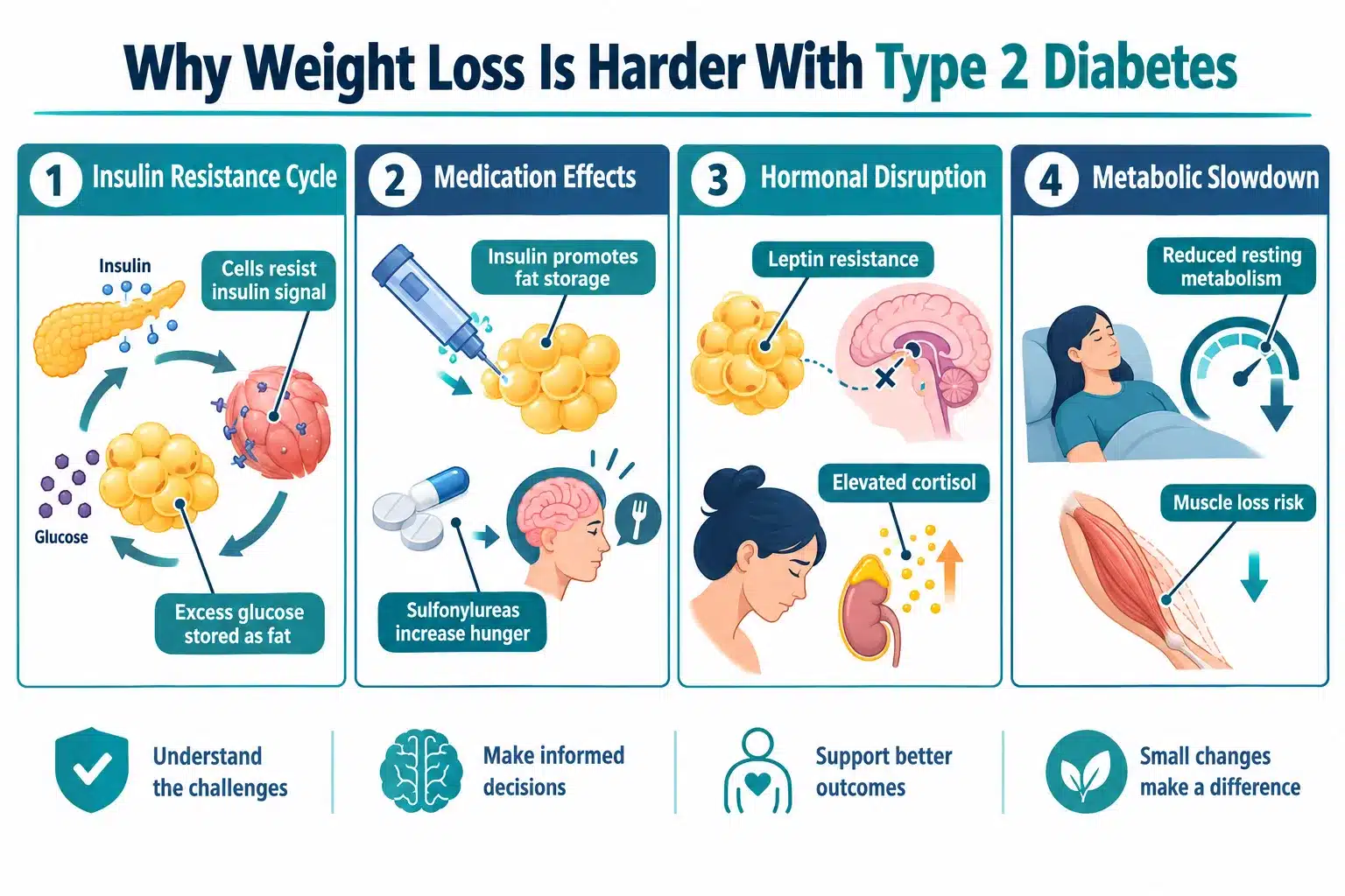 Losing weight with type 2 diabetes 2 Why Is It Harder to Lose Weight With Type 2 Diabetes?